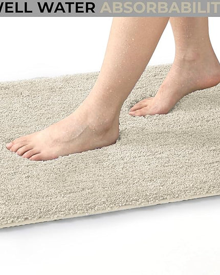 Covoraș baie din microfibră supersoft, antiderapant TRP, 45×75 cm, Bej