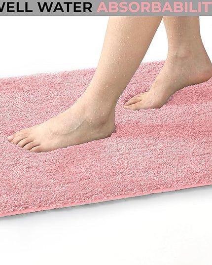 Covoraș baie din microfibră supersoft, antiderapant TRP, 45×75 cm, Roz deschis