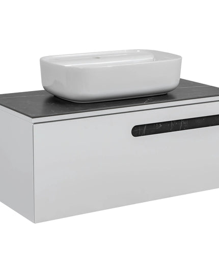 Mobilier de baie suspendat Ostin, Alb