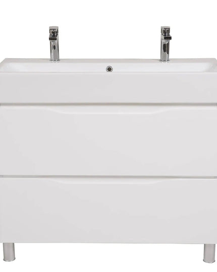 Mobilier de baie pe pardoseală Venice, Alb pentru 2 baterii