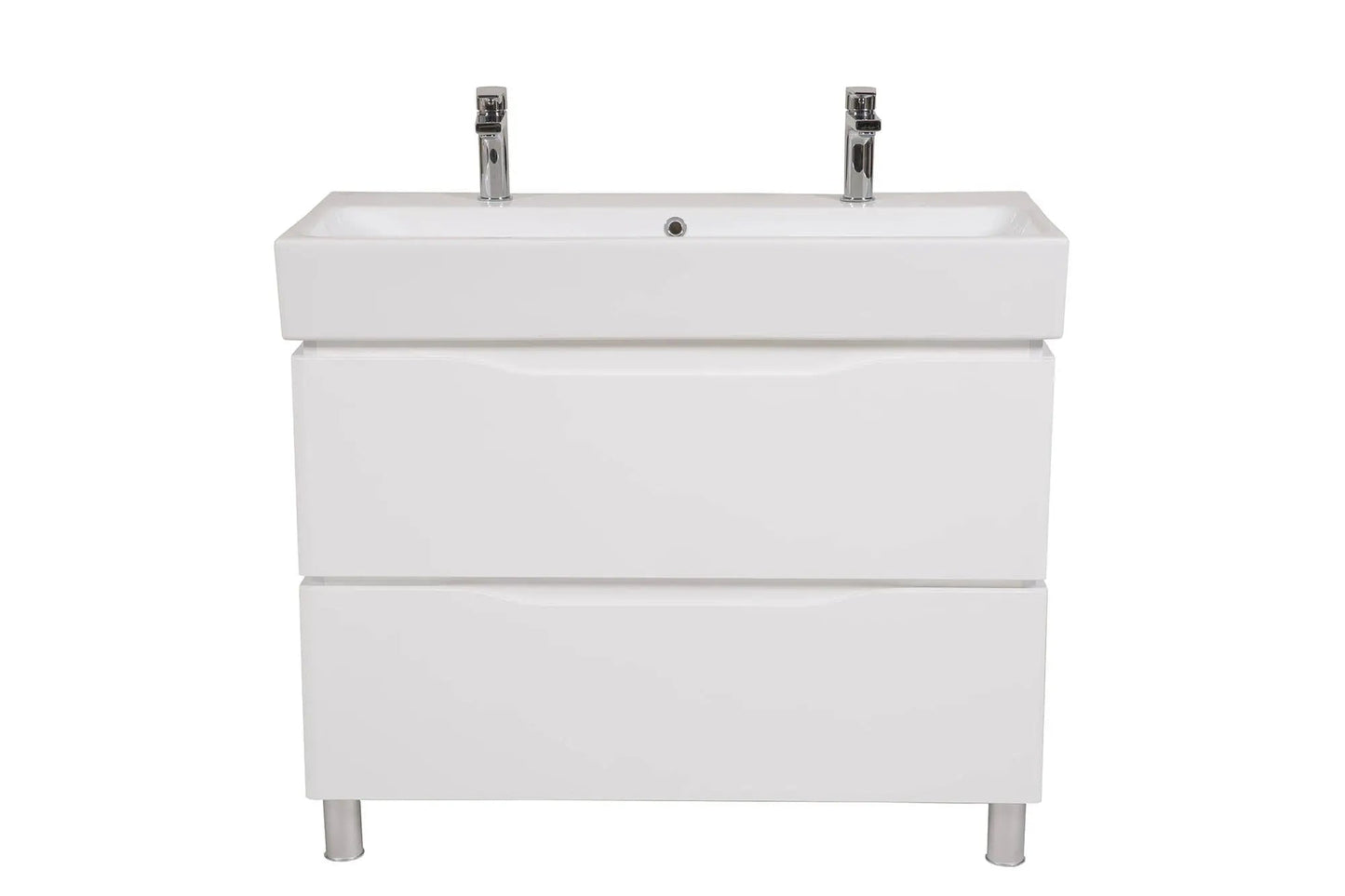 Mobilier de baie pe pardoseală Venice, Alb pentru 2 baterii