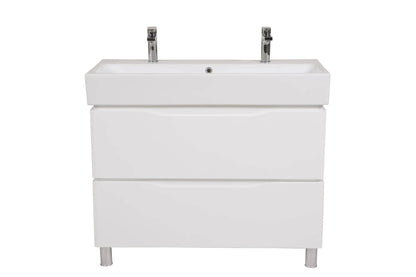 Mobilier de baie pe pardoseală Venice, Alb pentru 2 baterii