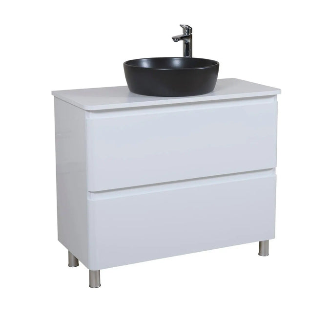 Mobilier de baie suspendat Accent alb, cu blat