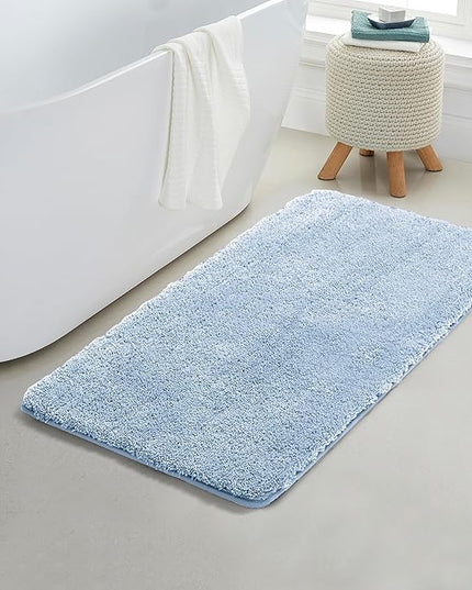 Covoraș baie din microfibră supersoft, antiderapant TRP, 45×75 cm, Albastru deschis