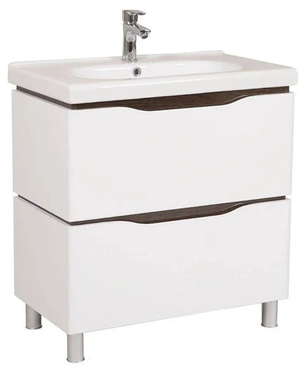 Mobilier de baie pe pardoseală Venice, Alb+Wenge (City)