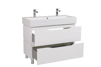 Mobilier de baie pe pardoseală Venice, Alb pentru 2 baterii
