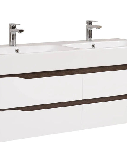 Mobilier de baie  suspendat  Venice , Alb+Wenge (Pinto 2 baterii)
