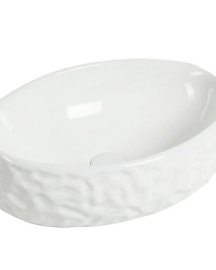 Lavoar ceramic oval A252BT – alb lucios, exterior reliefat
