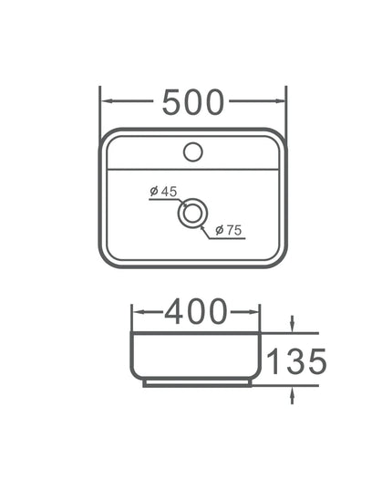 Lavoar ceramic dreptunghiular A422B – alb lucios