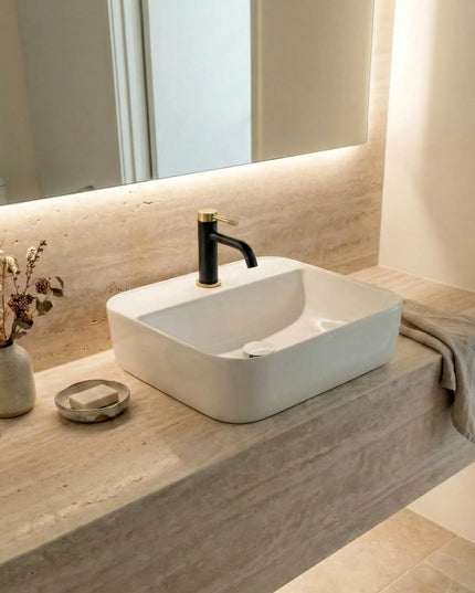 Lavoar ceramic pătrat A423B – alb lucios