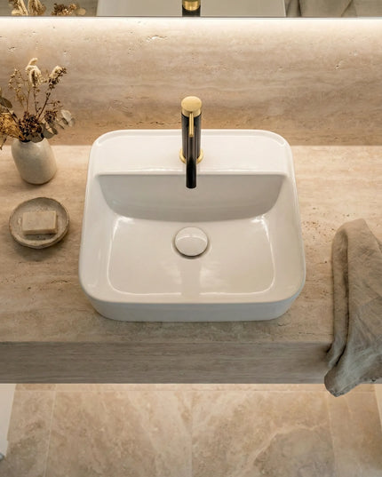 Lavoar ceramic pătrat A423B – alb lucios