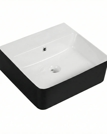 Lavoar ceramic dreptunghiular A449-CBKW – design modern alb lucios și negru lucios