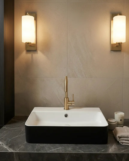Lavoar ceramic dreptunghiular A451-CBKW – design modern alb lucios și negru lucios
