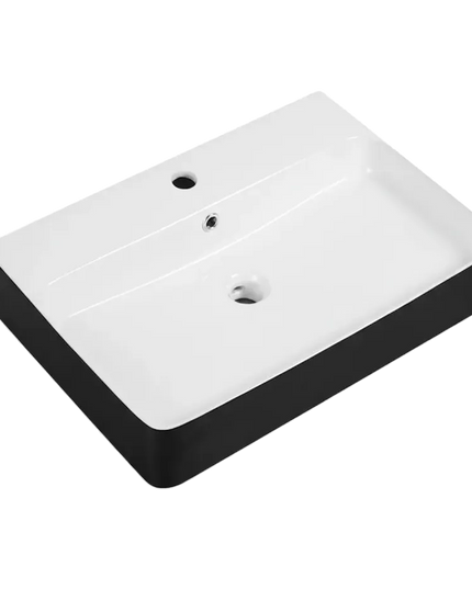 Lavoar ceramic dreptunghiular A451-CBKW – design modern alb lucios și negru lucios