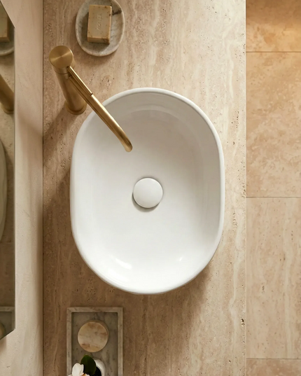 Lavoar ceramic oval A509T – alb lucios, exterior texturat