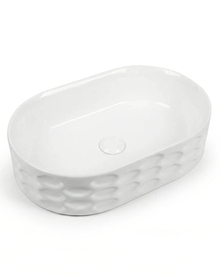 Lavoar ceramic oval A509T – alb lucios, exterior texturat
