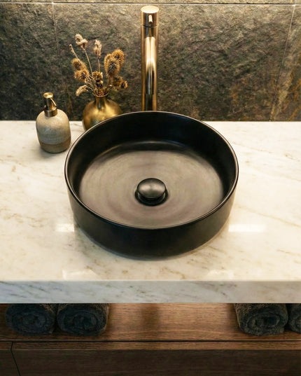 Lavoar ceramic rotund A524-CBK-M – design modern negru mat