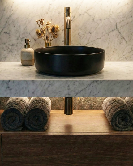 Lavoar ceramic rotund A524-CBK-M – design modern negru mat
