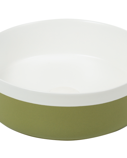 Lavoar ceramic rotund A524B-CA12M – design modern alb mat și verde deschis mat