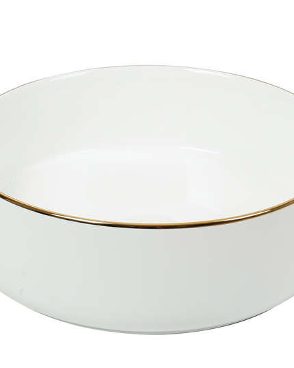 Lavoar ceramic rotund A524B-CWLG-M – design elegant alb mat cu linie aurie