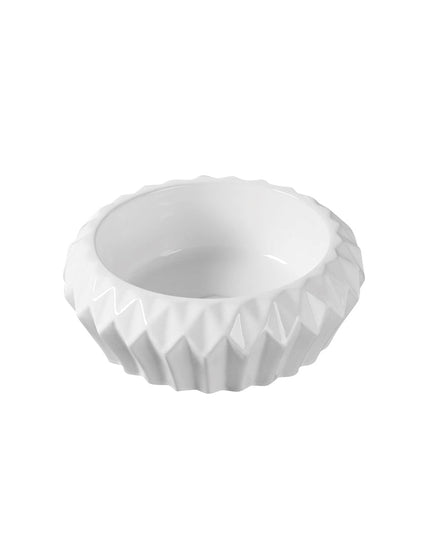 Lavoar ceramic rotund A535 – alb lucios, exterior geometric