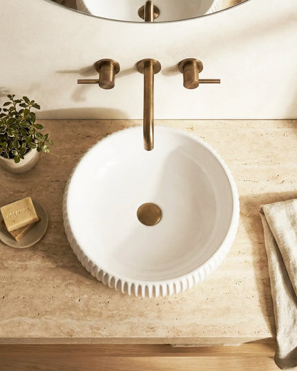 Lavoar ceramic rotund A544 – design modern alb lucios