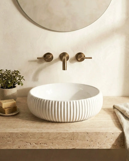 Lavoar ceramic rotund A544 – design modern alb lucios