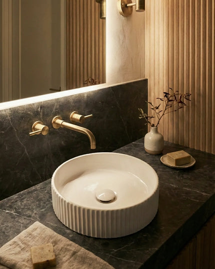 Lavoar rotund ceramic alb A545 – design texturat modern