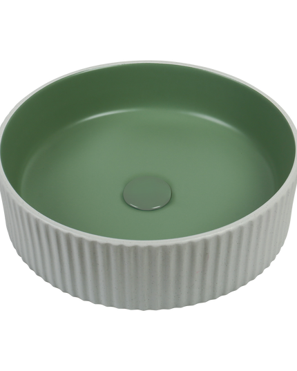 Lavoar ceramic rotund A545-CWJG-MRS – design modern verde mat și alb mat
