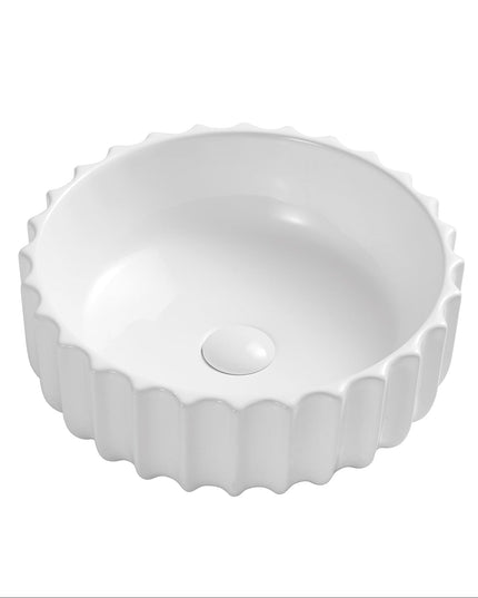 Lavoar ceramic rotund A659 – alb lucios, exterior ondulat