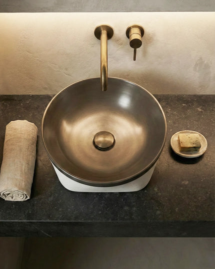Lavoar ceramic rotund A692-CA19M – design modern gri închis mat și alb mat