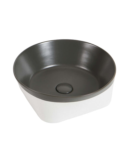 Lavoar ceramic rotund A692-CA19M – design modern gri închis mat și alb mat