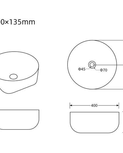 Lavoar ceramic rotund A692-CA19M – design modern gri închis mat și alb mat
