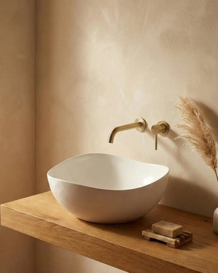 Lavoar ceramic A708 – alb lucios, formă atipică cu linii fluide