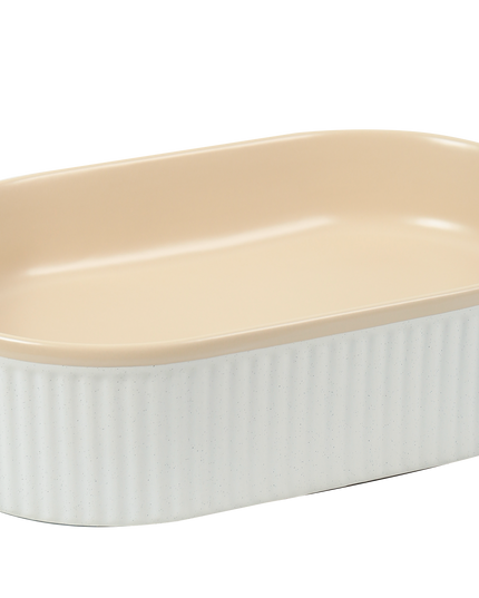 Lavoar ceramic oval A721-CA33M – design modern bej mat și alb mat