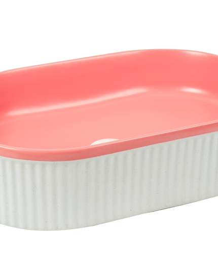 Lavoar ceramic oval A721-CA37M – design modern roz mat și alb mat