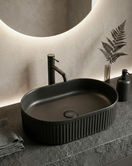 Lavoar ceramic oval A721-CBK-M – negru mat cu textură striată