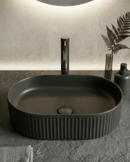 Lavoar ceramic oval A721-CBK-M – negru mat cu textură striată