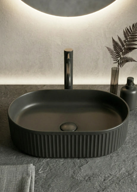 Lavoar ceramic oval A721-CBK-M – negru mat cu textură striată