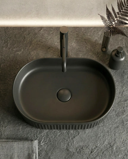 Lavoar ceramic oval A721-CBK-M – negru mat cu textură striată