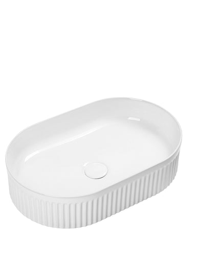 Lavoar Alb Oval din Ceramică cu Design Striat- A 721