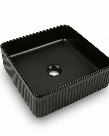 Lavoar ceramic pătrat A722-CBK-M – negru mat, exterior texturat