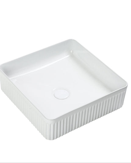 Lavoar ceramic pătrat A722 – alb lucios, exterior texturat