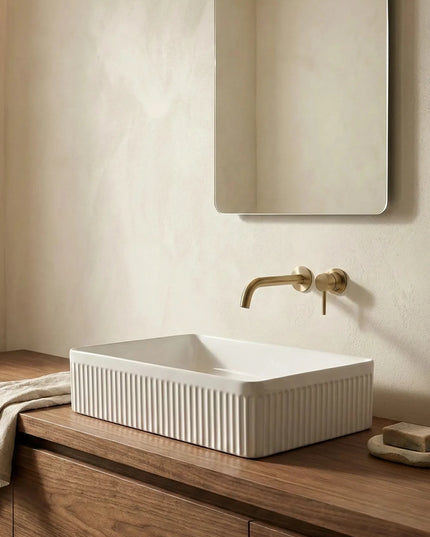 Lavoar ceramic dreptunghiular A723 – alb lucios, exterior texturat