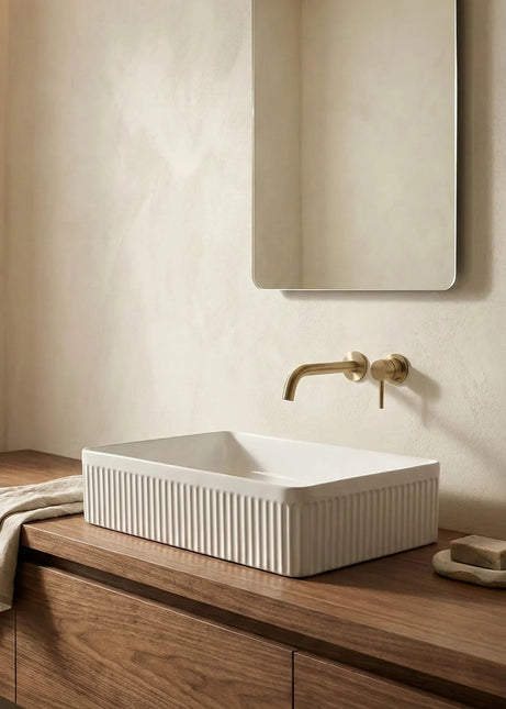Lavoar ceramic dreptunghiular A723 – alb lucios, exterior texturat
