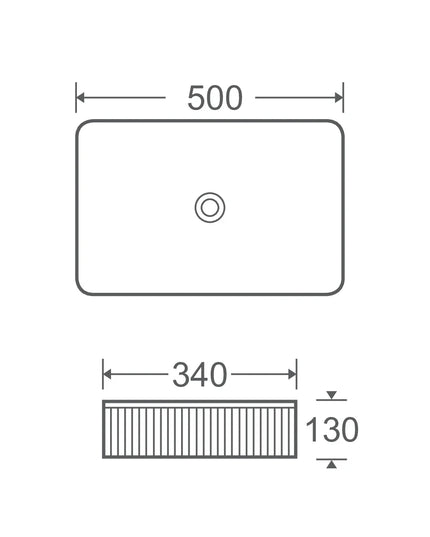 Lavoar ceramic dreptunghiular A723 – alb lucios, exterior texturat