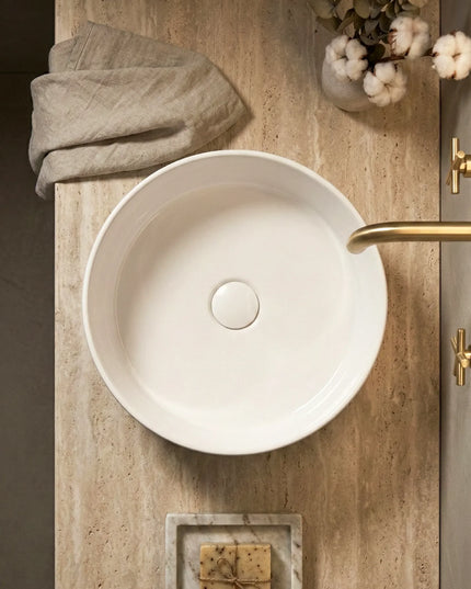 Lavoar ceramic rotund A725 – alb lucios, exterior texturat