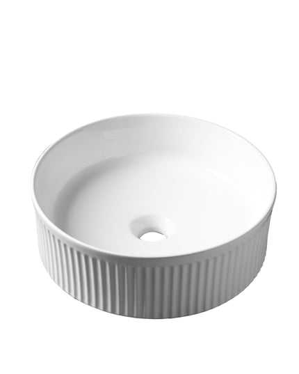 Lavoar ceramic rotund A725 – alb lucios, exterior texturat