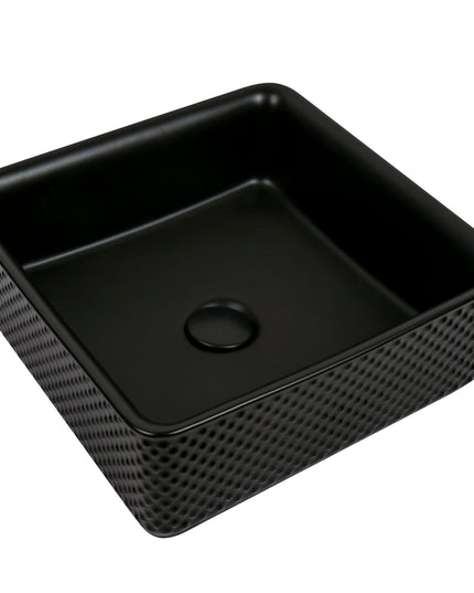Lavoar ceramic pătrat A734-CBK-M – negru mat, design texturat