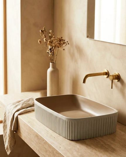 Lavoar ceramic dreptunghiular A738-CWCF-MRS – design modern maro mat și alb mat
